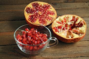 A juicy shelled pomegranate