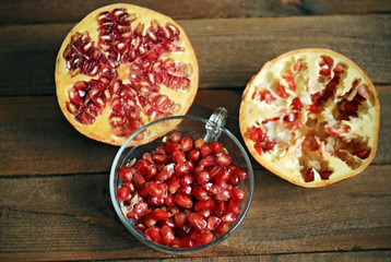 A juicy shelled pomegranate