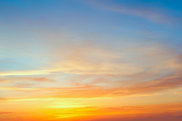 Majestic sunrise sundown sky with gentle colorful clouds
