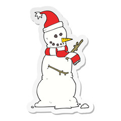 sticker of a cartoon snowman
