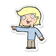 sticker of a cartoon pointing person