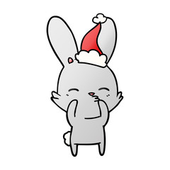 Fototapeta na wymiar curious bunny gradient cartoon of a wearing santa hat