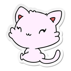 sticker cartoon of cute kawaii kitten