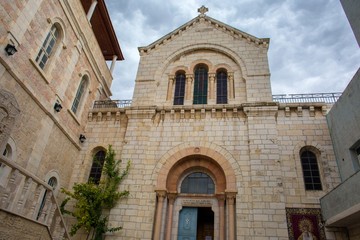 Fototapeta na wymiar Via Dolorosa fourth station, Armenian catholic oratory, at old city of Jerusalem.