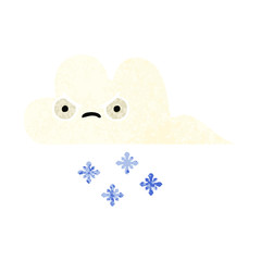 retro illustration style cartoon snow cloud
