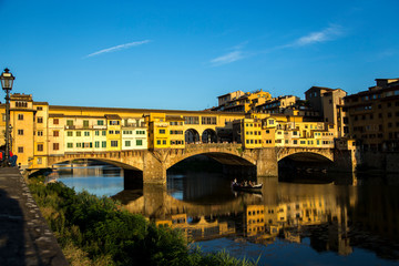 Naklejka premium Florence with Ponte Vecchio and river Arno