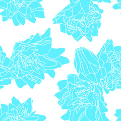 hand drawn flowers. Floral natural decoration background, backdrop element fabric textile desige. Vector illustration isolated on white background.