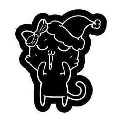 cartoon icon of a cat wearing santa hat