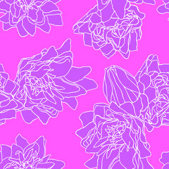 hand drawn flowers. Floral natural decoration background, backdrop element fabric textile desige. Vector illustration isolated on pink background.
