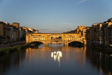 Obraz premium Florence with Ponte Vecchio and river Arno