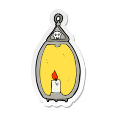 sticker of a cartoon spooky lantern