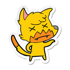sticker of a cartoon dead fox
