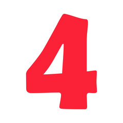Fototapeta premium Number 4, cartoon four number vector