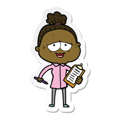 sticker of a cartoon happy old lady