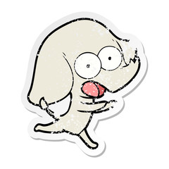 distressed sticker of a cute cartoon elephant
