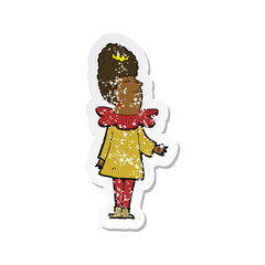 retro distressed sticker of a cartoon queen