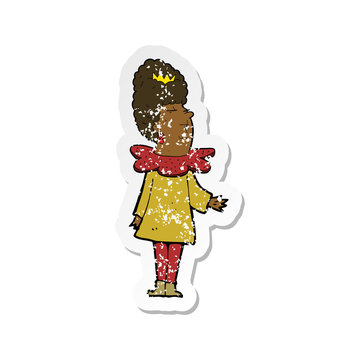recommend clip art: retro distressed sticker of a cartoon queen