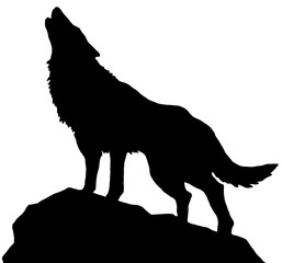 black silhouette of a wolf