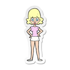 sticker of a cartoon surprised woman