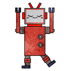 retro grunge texture cartoon robot
