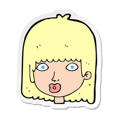 sticker of a cartoon surprised woman