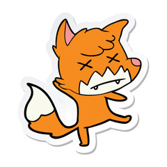 sticker of a cartoon dead fox