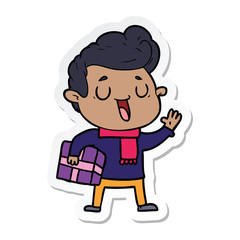 sticker of a happy cartoon man
