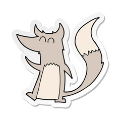 sticker of a cartoon little wolf