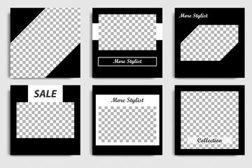 Editable minimal square banner template. Black and white background color. Suitable for social media post and web/internet ads. Vector illustration with photo college.