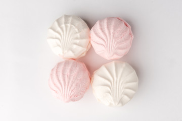 Marshmallow on gray background.