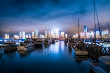 Nightscape of Fushan Bay, Qingdao..