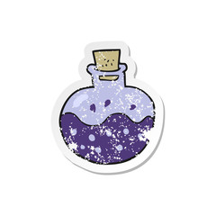 retro distressed sticker of a cartoon science potion