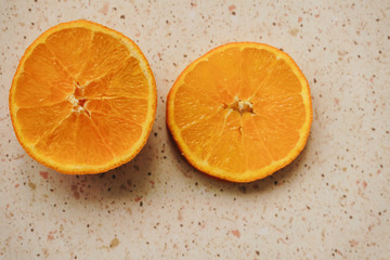 two fresh orange slices