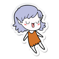 Fototapeta premium sticker of a cartoon elf girl
