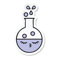 sticker of a cute cartoon test tube