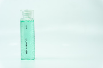 Hotel toiletry, mouth wash.