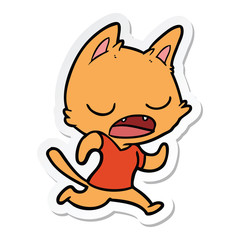 Obraz na płótnie Canvas sticker of a talking cat cartoon