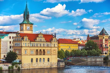 Fototapeta premium Prague and vltava river view background