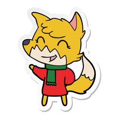 sticker of a happy cartoon fox