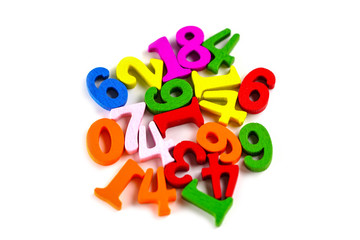 Math Number colorful on white background : Education study mathematics learning teach concept.