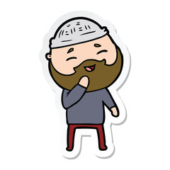 sticker of a cartoon happy bearded man