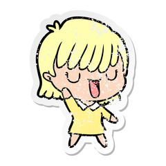 distressed sticker of a cartoon woman