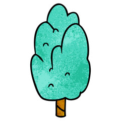 textured cartoon doodle single green tree