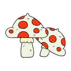 quirky comic book style cartoon toadstools