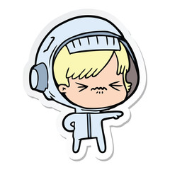 sticker of a cartoon astronaut woman