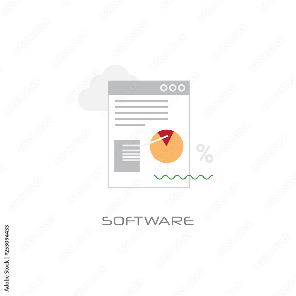 Poster computer programming software development concept line style white background