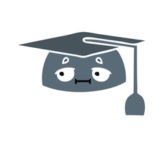 flat color retro cartoon graduation hat