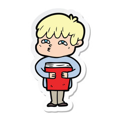 sticker of a cartoon curious man