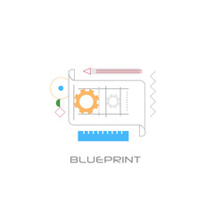 architecture building project design development blueprint concept line style white background