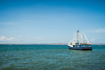 Fototapeta premium Ship sailing on the sea
